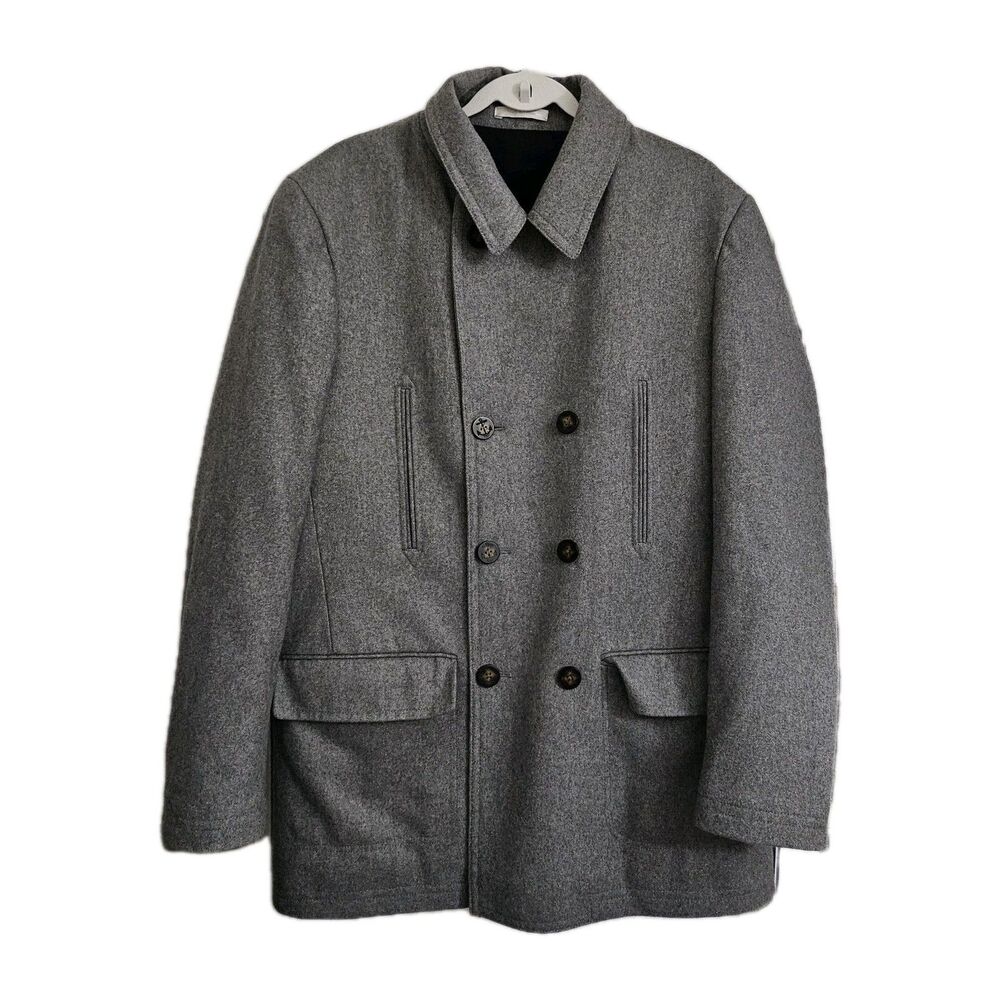 Lauren Ralph Lauren Peacoat Mens 42 Long Gray Double-Breasted Wool Jacket 42L